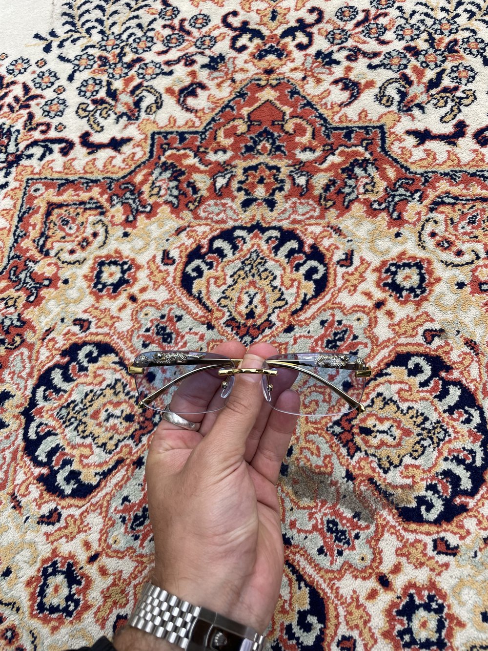blue tinted "abu diktator" sunglasses