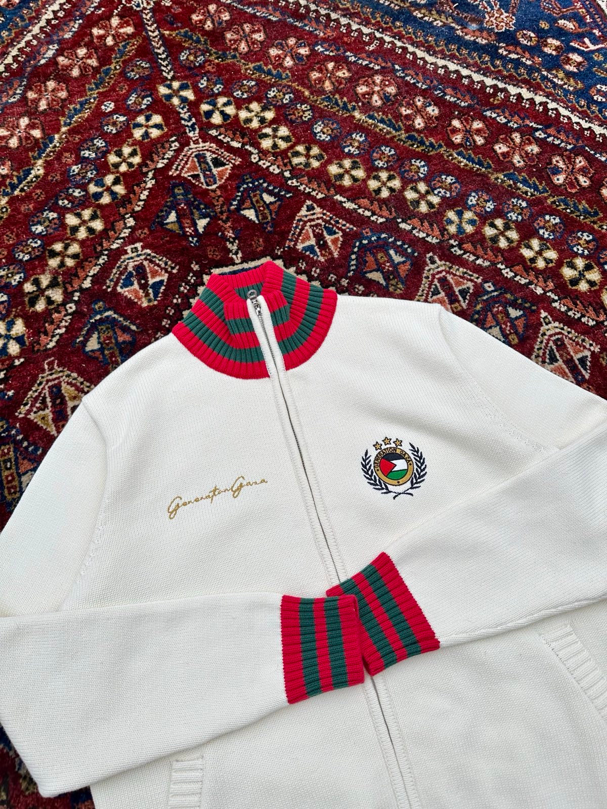 monaco knit jacket wood/red