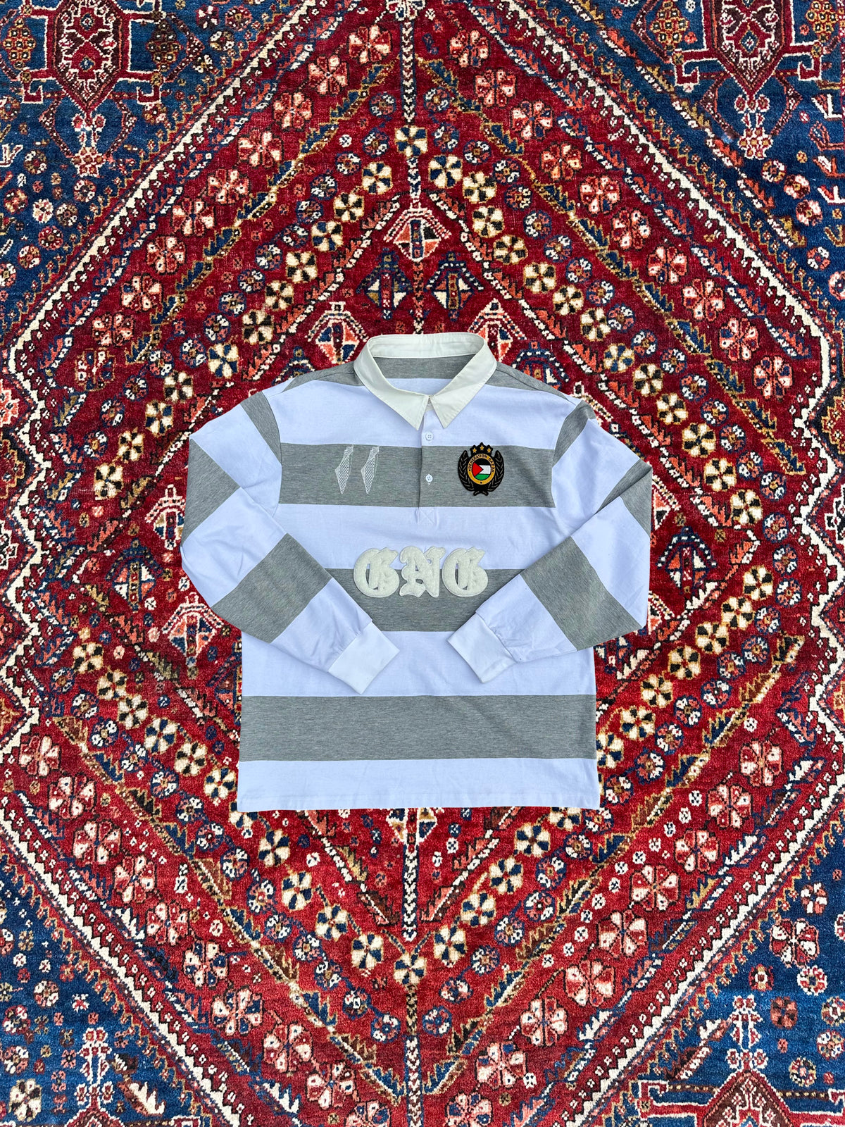 gng ash white / grey rugby polo