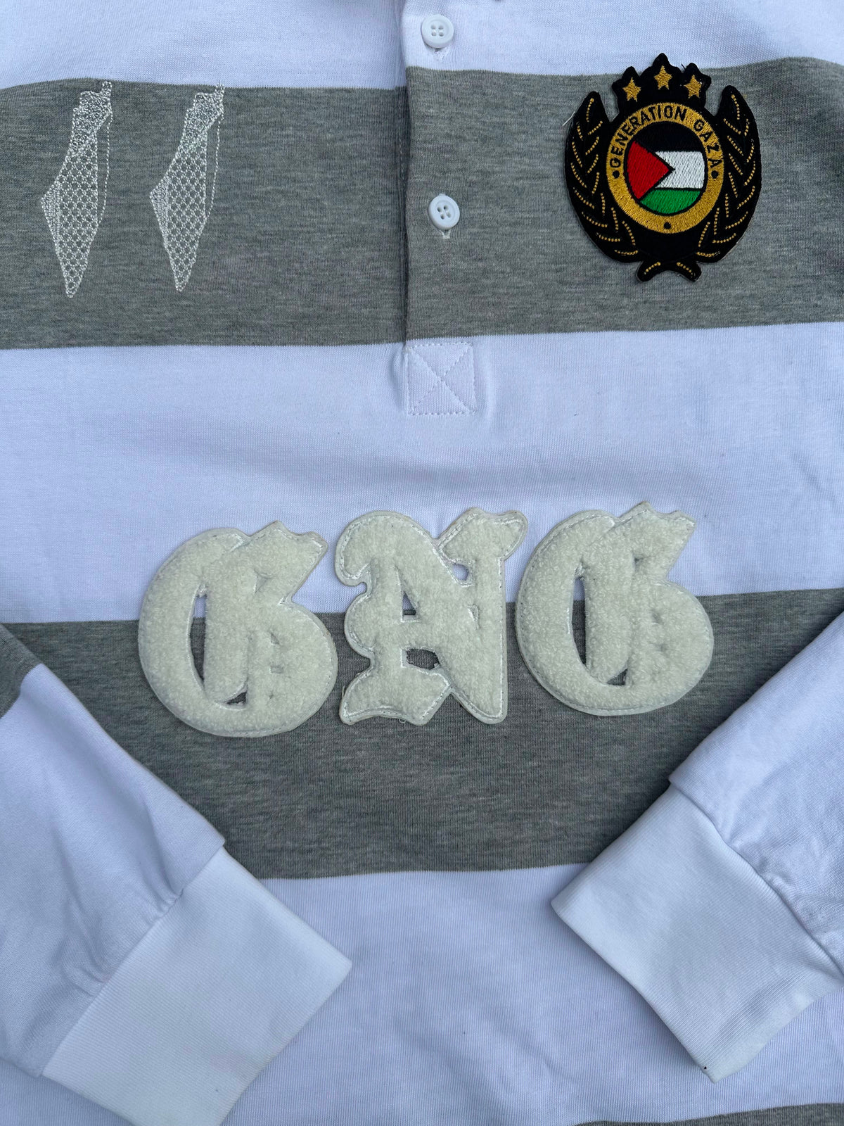 gng ash white / grey rugby polo