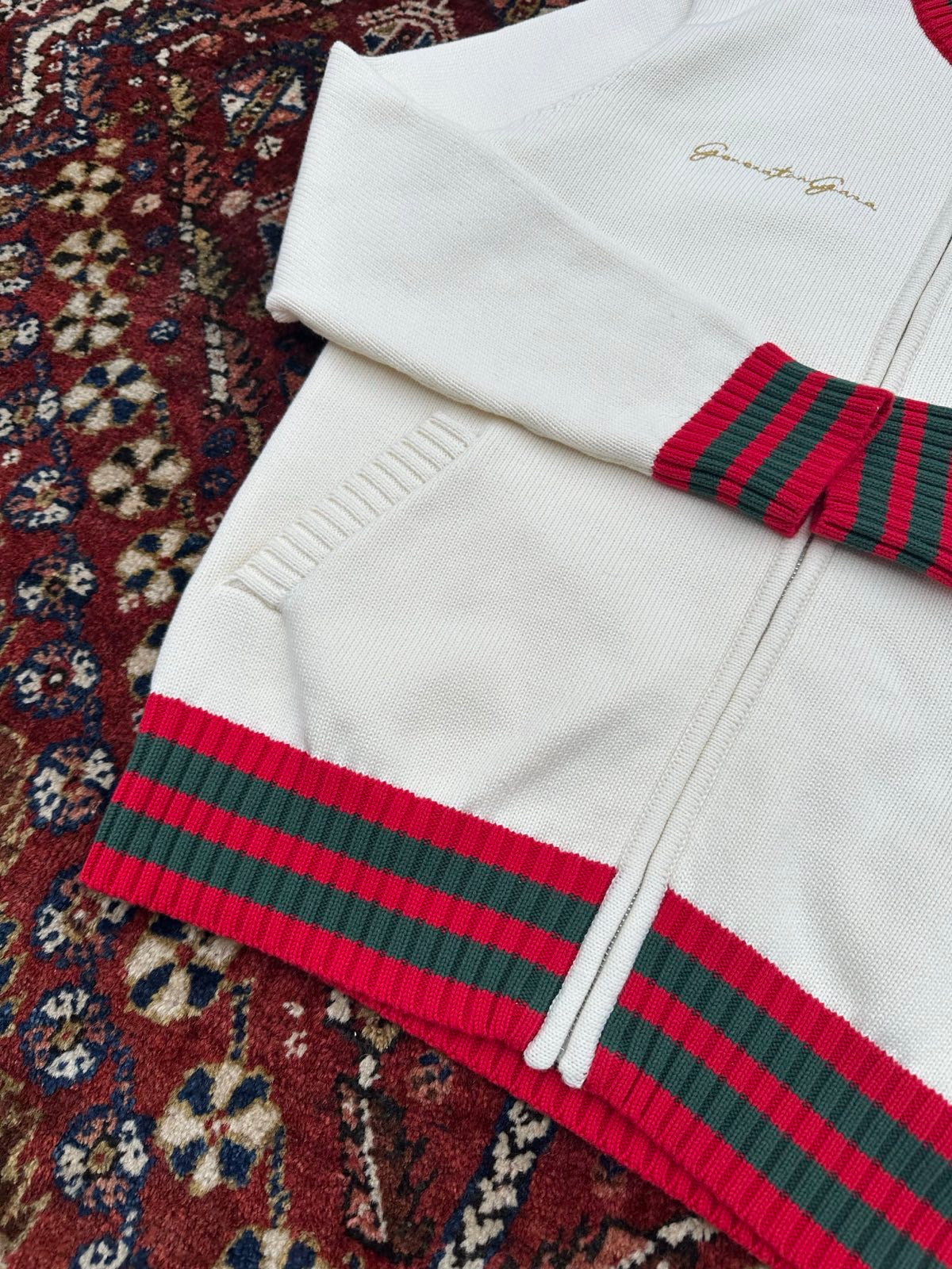 monaco knit jacket wood/red