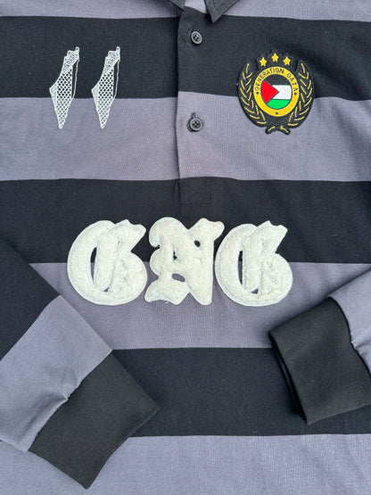 gng anthracite black rugby polo