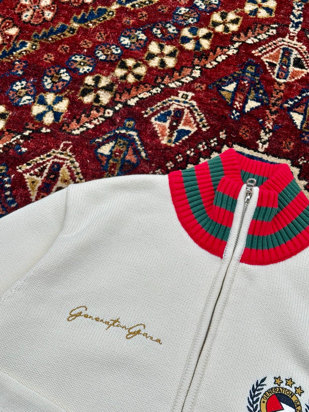 monaco knit jacket wood/red