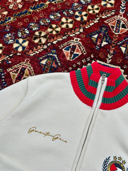 monaco knit jacket wood/red
