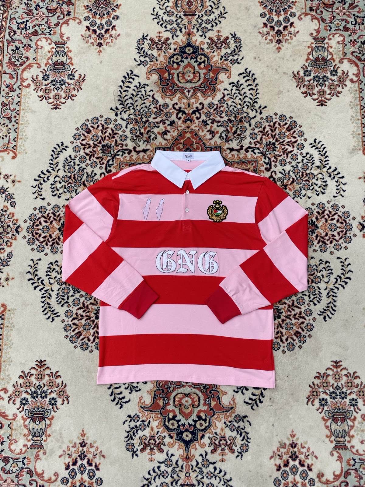 gng pink rugby polo
